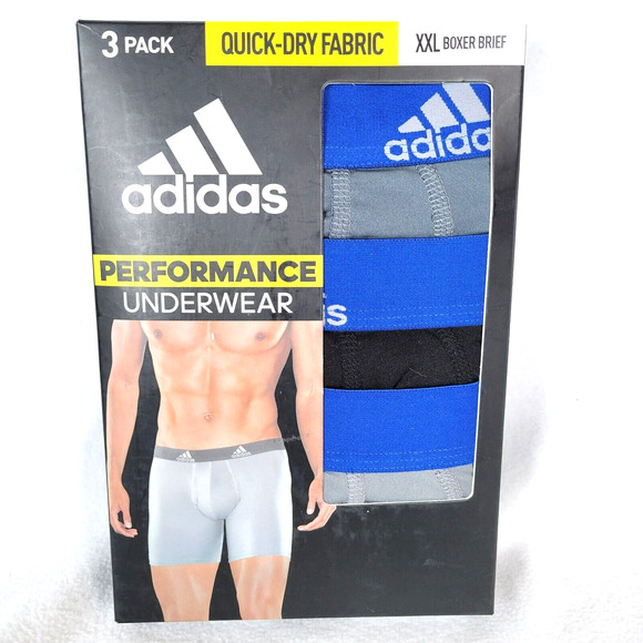 Adidas Mens 3-Pack Boxer Brief Underwear Size XXL Gray Performance Quick-Dry - Picture 1 of 4